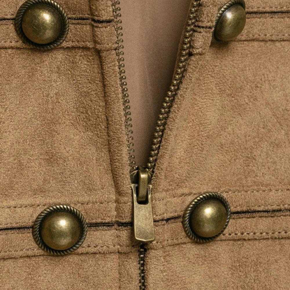 ZARA Chic Short Round Neck Button Detail Long Sleeve Jacket